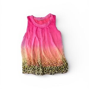 Made in Italy Pink and Yellow Ombre Leopard Print Blouse